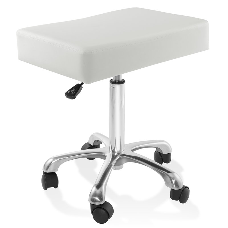 Height Adjustable Rolling Stool, Cream