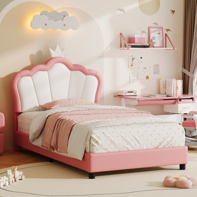 PU Upholstered Bed with Adjustable Headboard