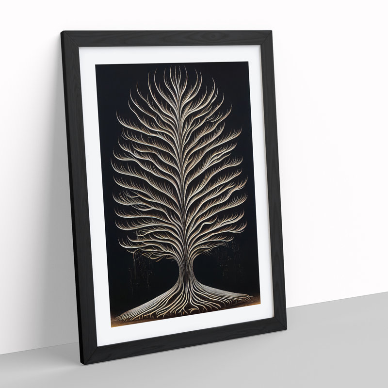 Classical Tree No.2 - Single Picture Frame Print, Black, 64cm H x 46cm W x 2cm D