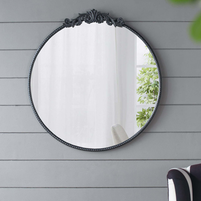 Miroir rond, miroir mural, 32 po x 30 po, Noir