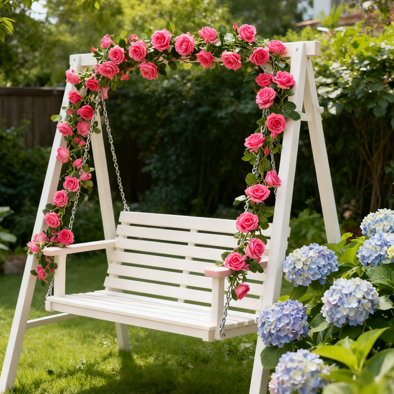 8,2 pi guirlande de fleurs, guirlande de roses artificielles suspendues lierre rose, panier suspendu, décoration de fond de mariage arche de jardin, rose rouge