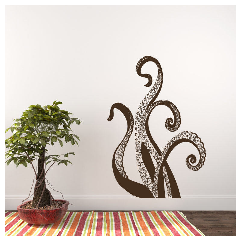 Adhésif décoratif pieuvre, Brun