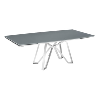 Dcota Extendable Glass Top Metal Base Dining Table