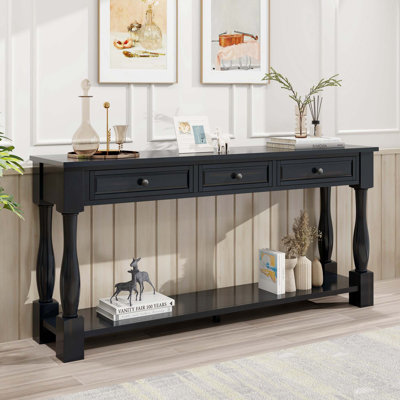 Aiyonna 63" Console Table,Entryway Table,Sofa Table with 3 functional drawers and a bottom shelf