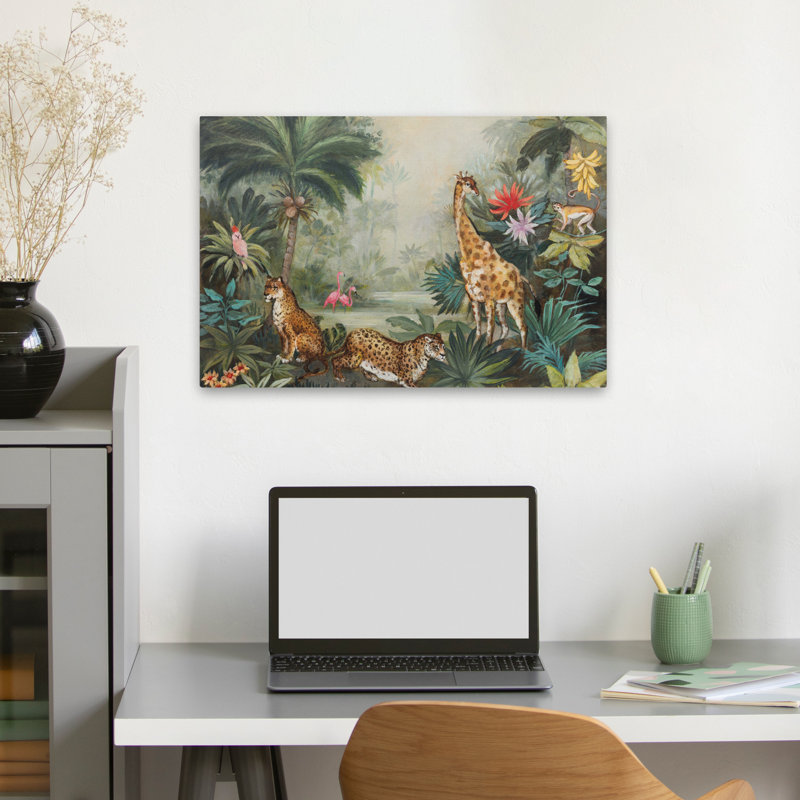 Vie bohémienne et éclectique dans la jungle, H 24 po x l 16 po