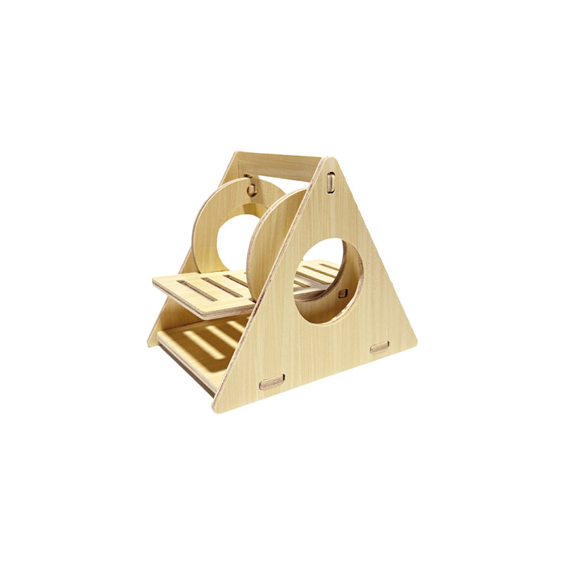 Cage en bois massif de 5,5 po x 4,7 po x 3,9 po avec hamster en bois, beige, E