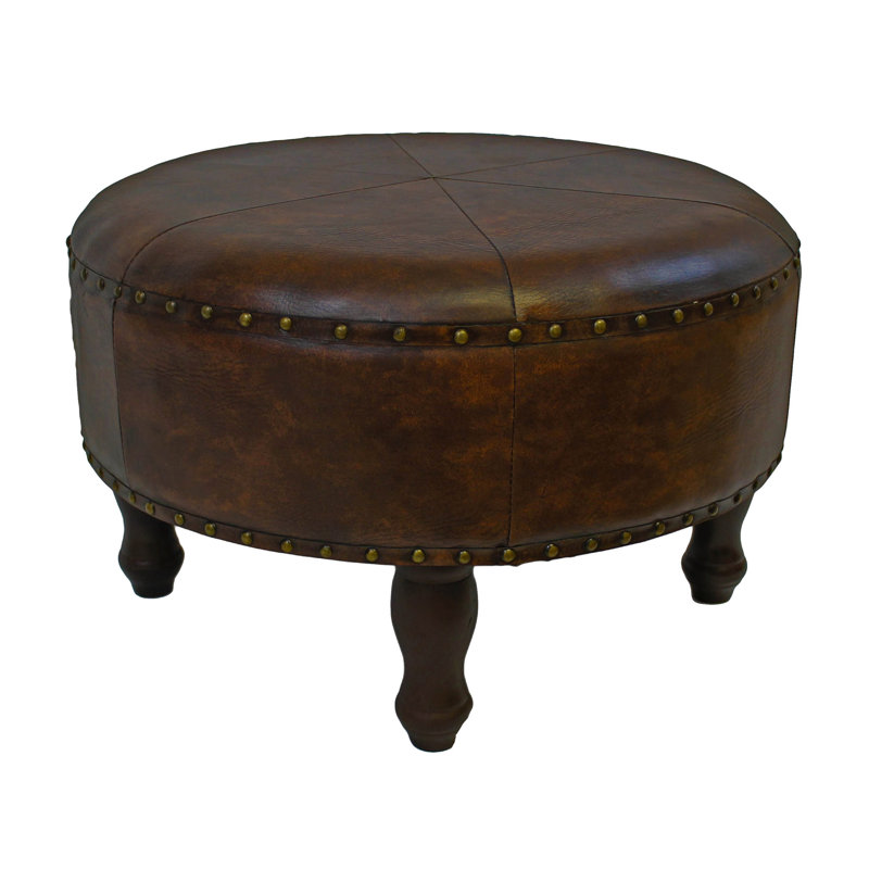 Repose-pieds rond 25 po Armod, Similicuir brun