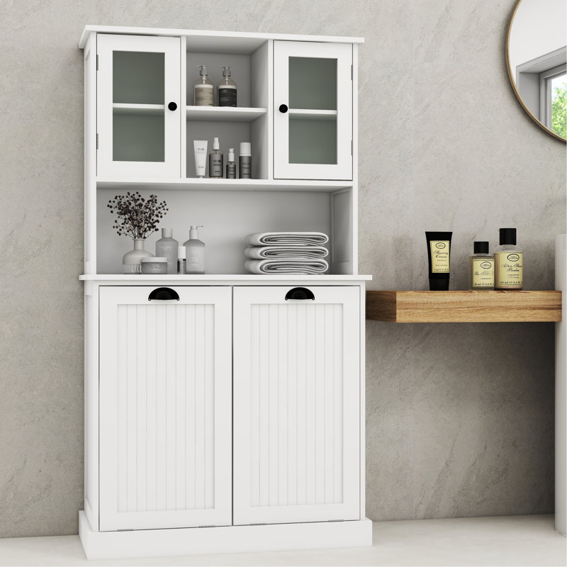 Armoire de rangement pour la lessive blanche avec tablettes réglables et structure de tri robuste à deux compartiments
