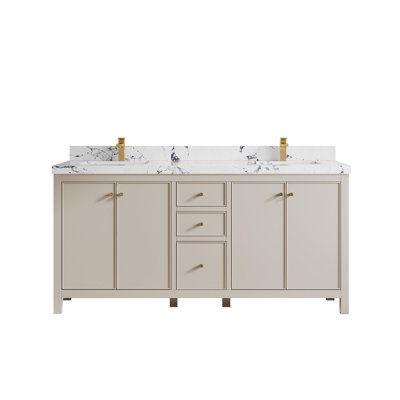 Meuble-lavabo double 72 po avec plateau Chicago