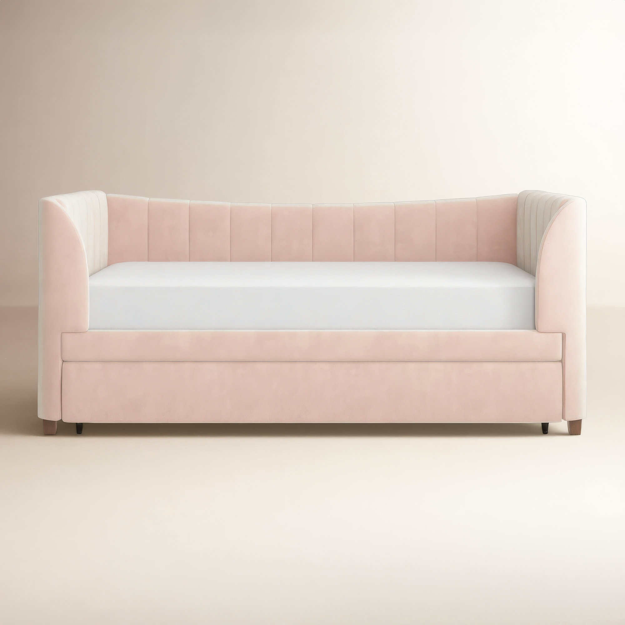 Ricketts Twin Upholstered Daybed with Trundle, Pink