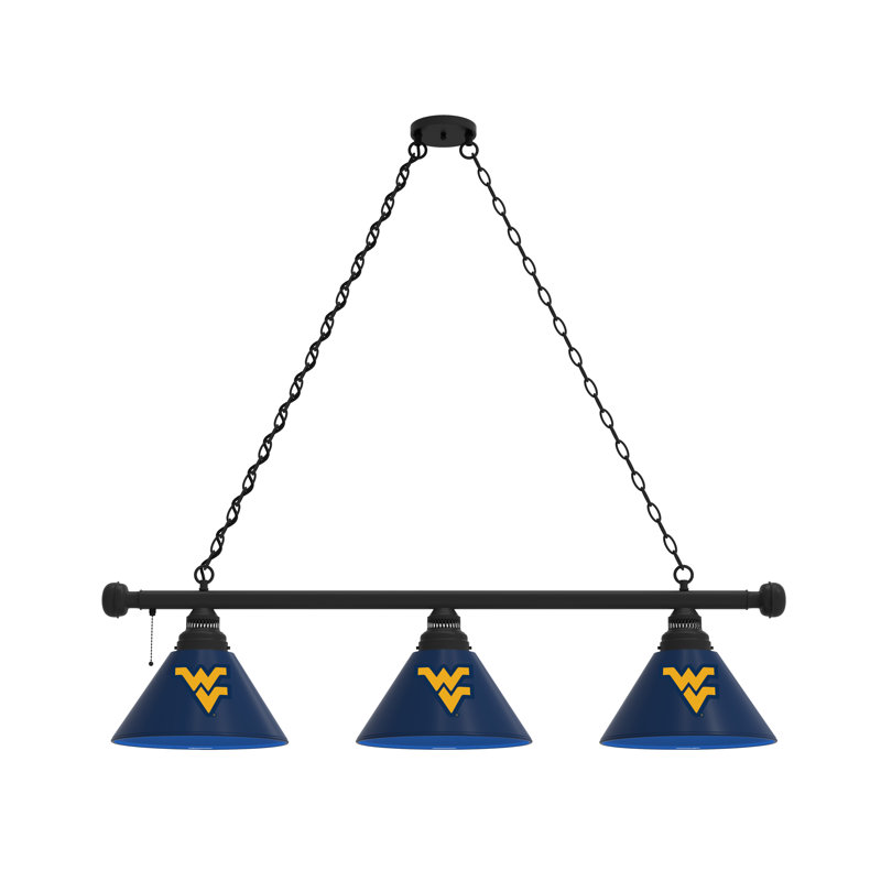 3 - Light Pool Table Lights Pendant, Black, West Virginia Mountaineers
