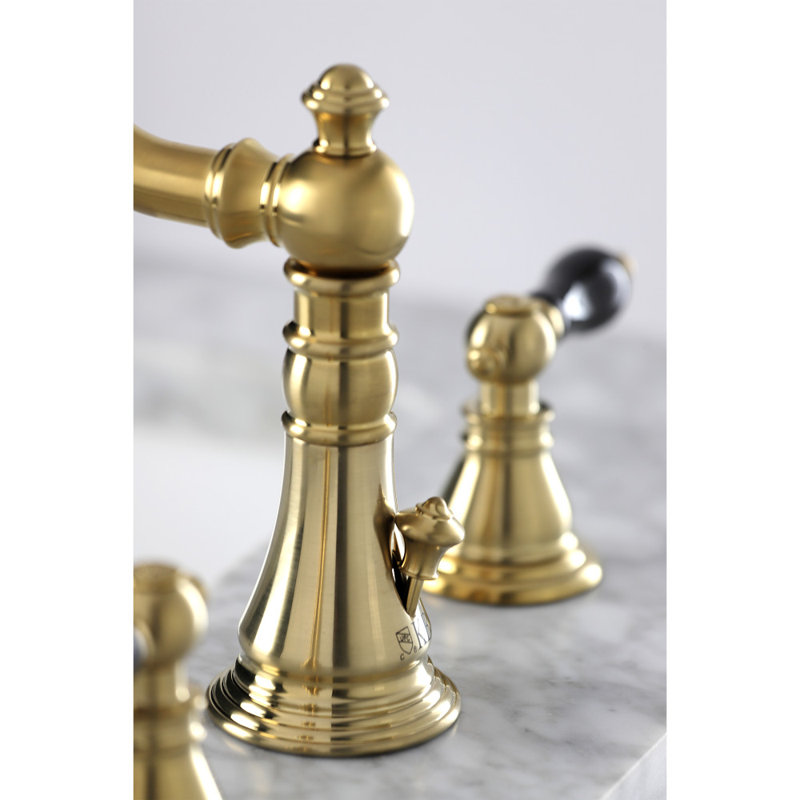 Kingston Brass Duchess Two-Handle 3-Hole Deck Mount Widespread Bathroom Faucet with Pop-Up Drain, Brushed Brass