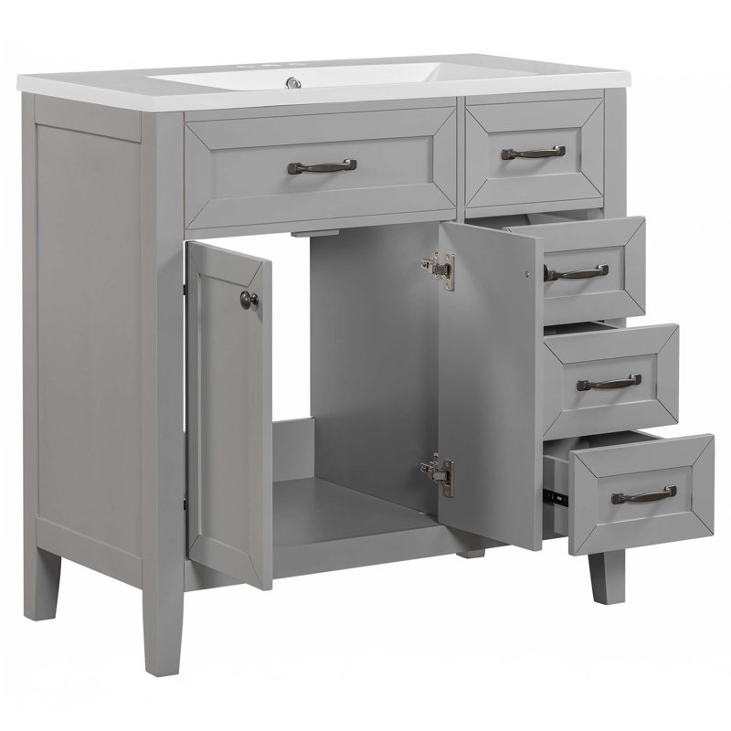 Meuble-lavabo 36 po avec lavabo, Noir, noir, noir, noir, Gris