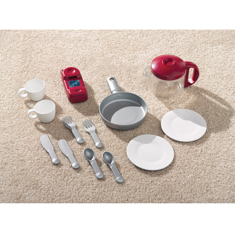 Beige and Blue Plastic Kids Kitchen Playset with Accessories