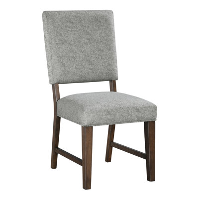 Chaises d'appoint en bois texturisées et rembourrées 100% tissu gris à finition noyer de 2 places, capacité de poids de 250 lb, assemblage facile pour la salle à manger, siège et dossier, capacité, nécessaire