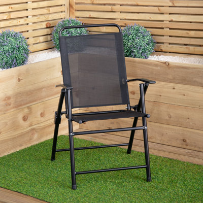 Bulkley Multi-Position Folding Garden Patio Single Chair In Black