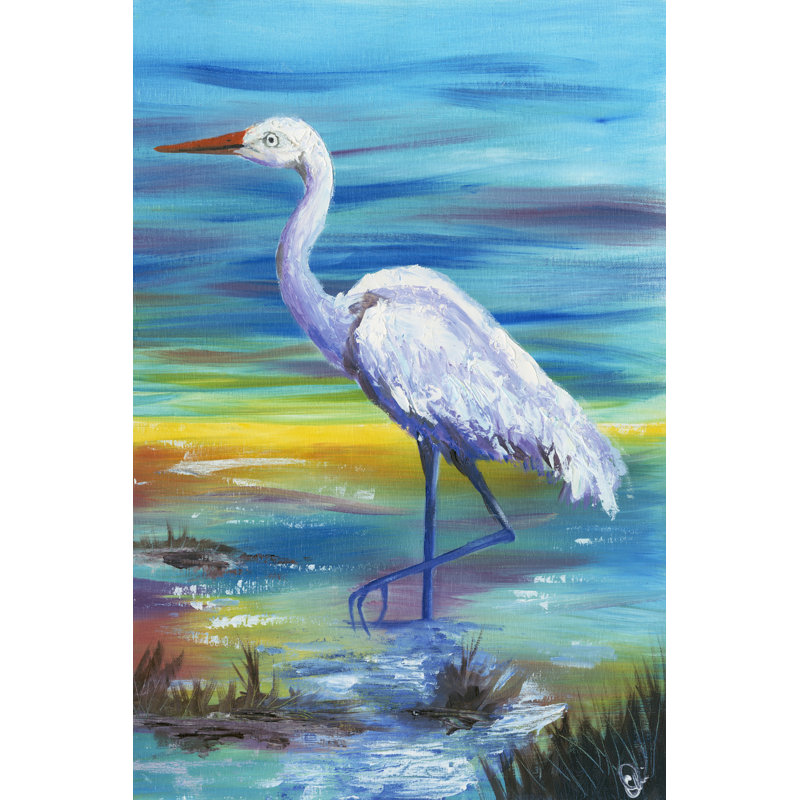 Yellow Heron II - Wrapped Canvas Painting, 46cm H x 30cm W x 3.8cm D