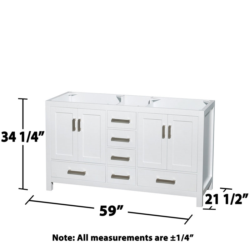 Sheffield 59.25" Double Bathroom Vanity Base Only, White