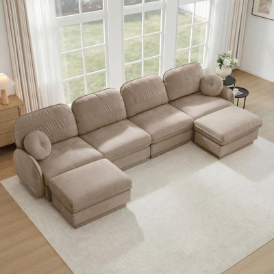 Canapé 103,9 "rembourré avec deux repose-pieds mobiles