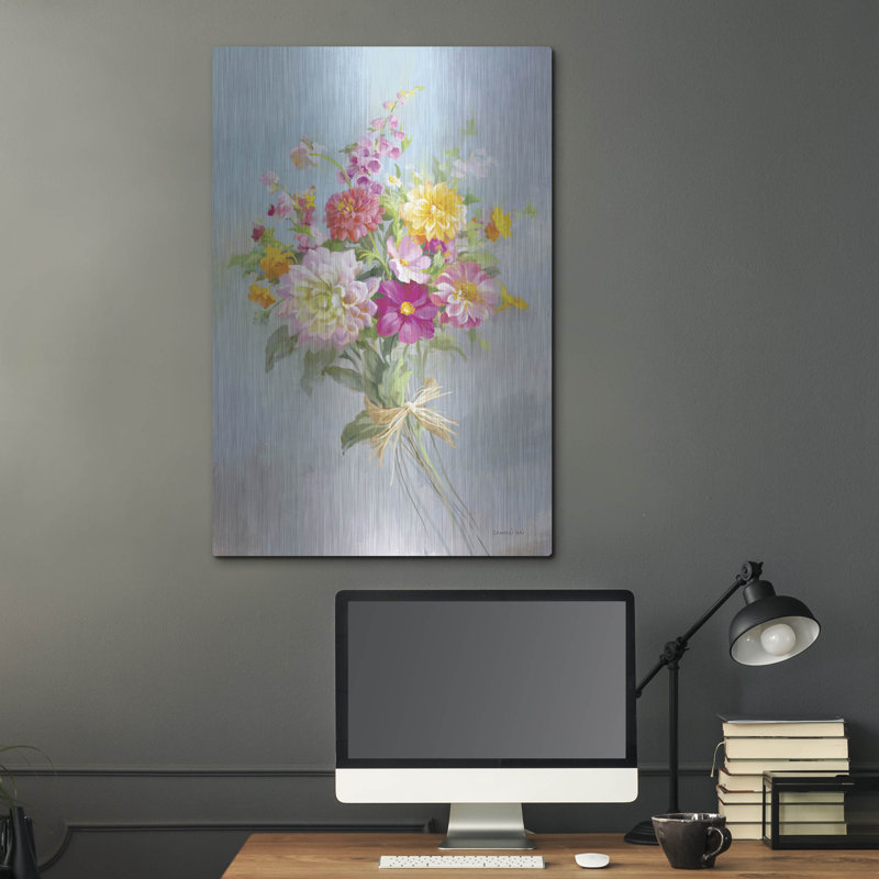 Winston Porter «Country Bouquet 1 V2» par Danhui Nai, art mural en métal, H 36 po x l 36 po