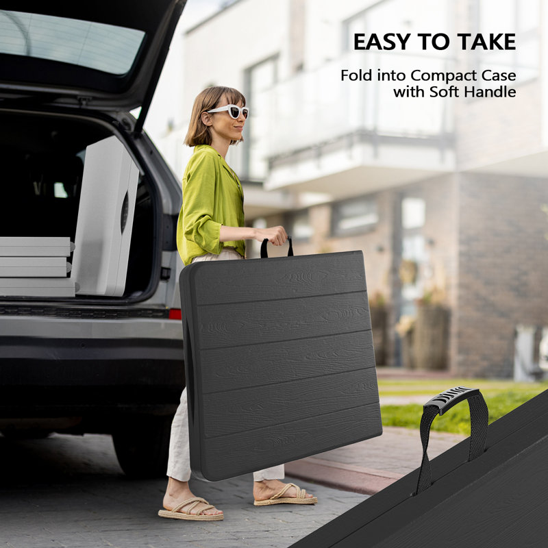 8 Ft Black Plastic Rectangular Folding Table Portable Long Table