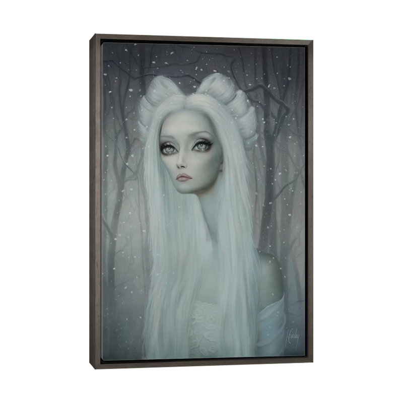 Angela par Inconnu - reproduction d'art, H 60 po x l 40po x P 1,5 po, Toile avec cadre gris foncé rustique