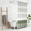 Rideau de douche avec pampilles, mélange de coton, rayures douces pour le décor de la salle de bain, 72 po x 72 po, lavable à la machine-1694909594