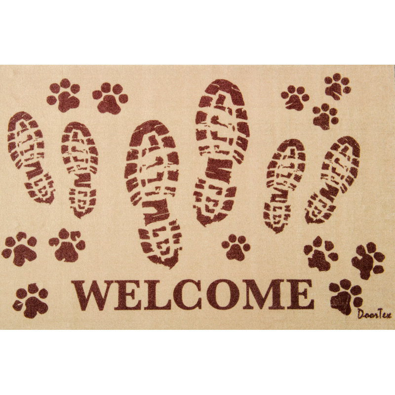 Welcome Dog and Boot Print Vinyl Door Mat - 24" x 39"