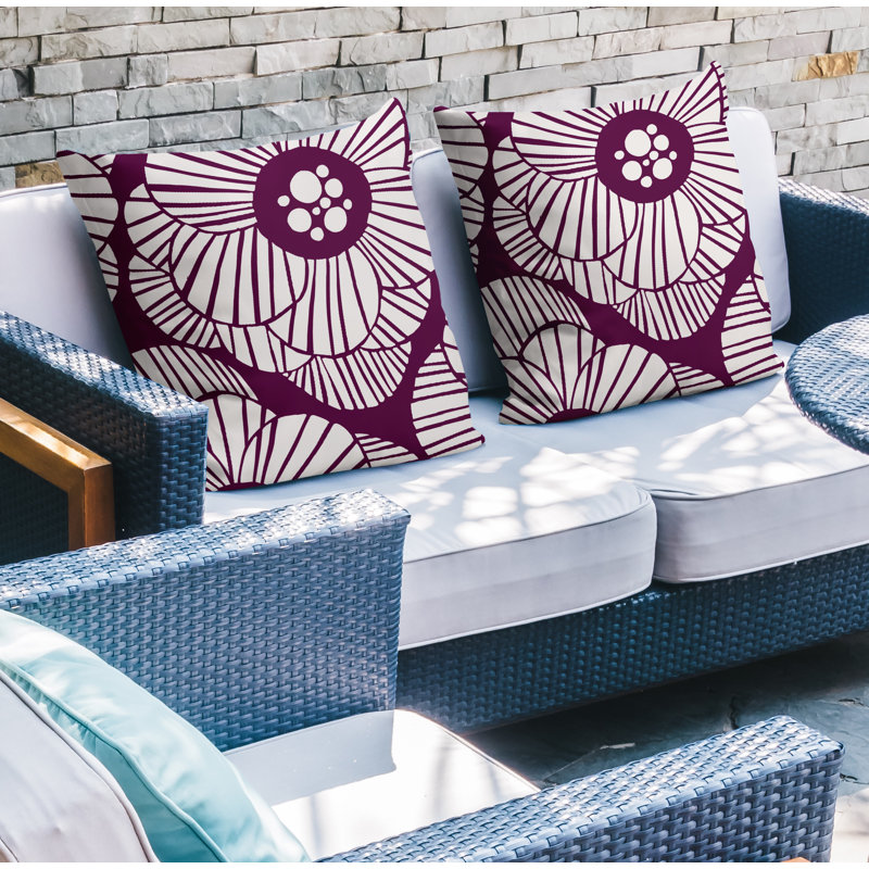 Housse et insert de coussin décoratif intérieur / extérieur en mélange de polyester, L 15 po x H 15 po, Mauve