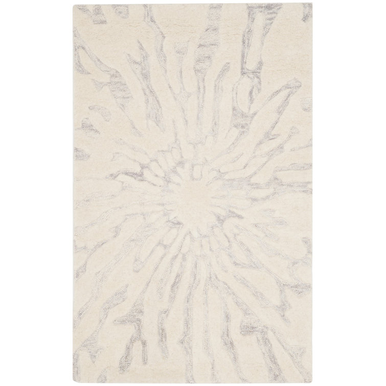 Tapis argent / ivoire en laine touffeté à la main Jefferson