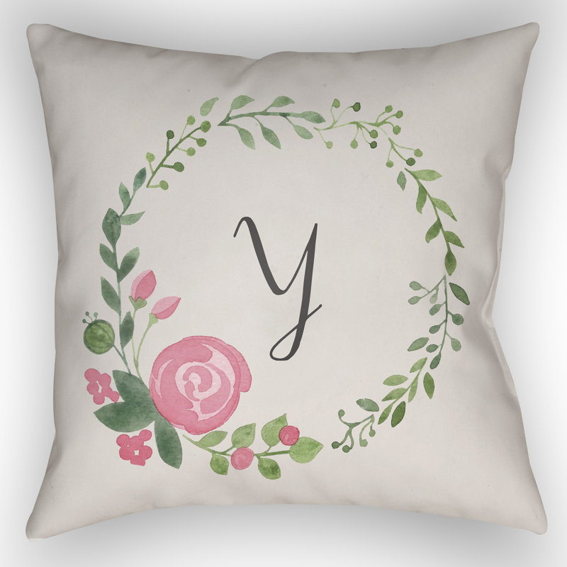 Floral Outdoor Throw Pillow, 18" H x 18" W x 4" D, W