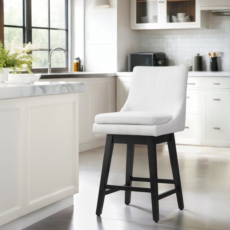 Aleksy Swivel 26'' Counter Stool, Black Faux Leather