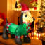 Décoration de Noël chien de teckel avec chapeau et écharpe gonflable