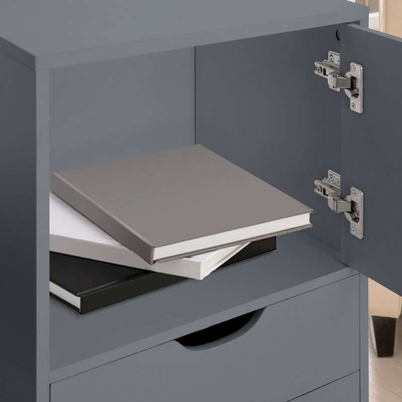 Gray MDF Mobile 6-Drawer Office File Cabinet with Wheels