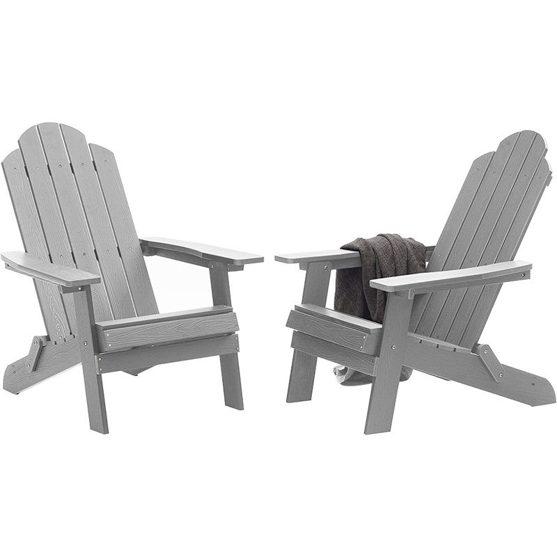 Suzzette Foldable Outdoor Adirondack Set, Gray