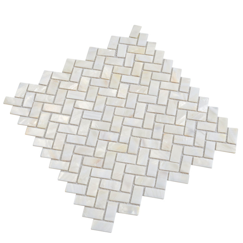 10.6" X 11.2" Herringbone Natural Shell Mosaic Tile
