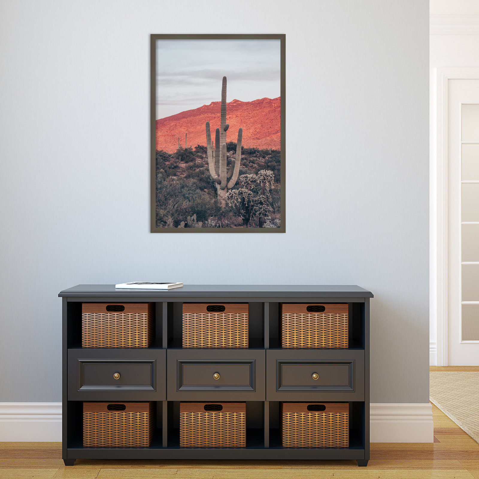 Sunsets and Saguaros Desert Photo Print, Gray, 33" H x 23" W x 1" D