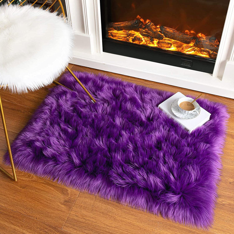 Nador Faux Sheepskin Indoor Rug, Rectangle 3' x 4'
