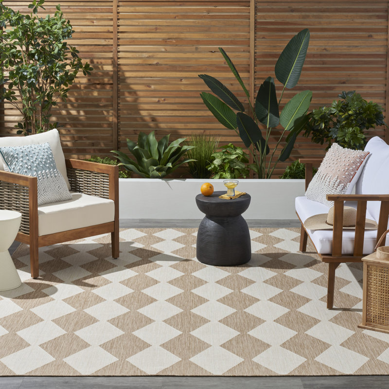 Tapis intérieur / extérieur rectangulaire Positano, Rectangle 8 pi x 10 pi, Tanné