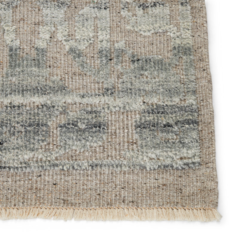 Hand Knotted Wool Floral Area Rug in Gray, Rectangle 10' x 14'