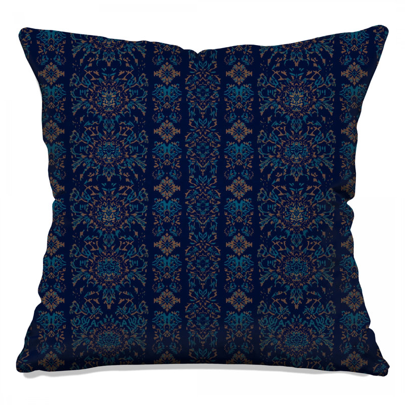 Coussins décoratifs bleus à motif damas, 16 x 16 pouces
