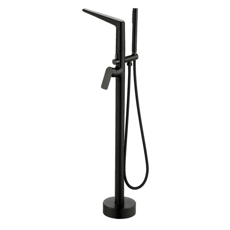 Topcraft Freestanding Bathtub Filler With Handheld Showerhead, Matte Black