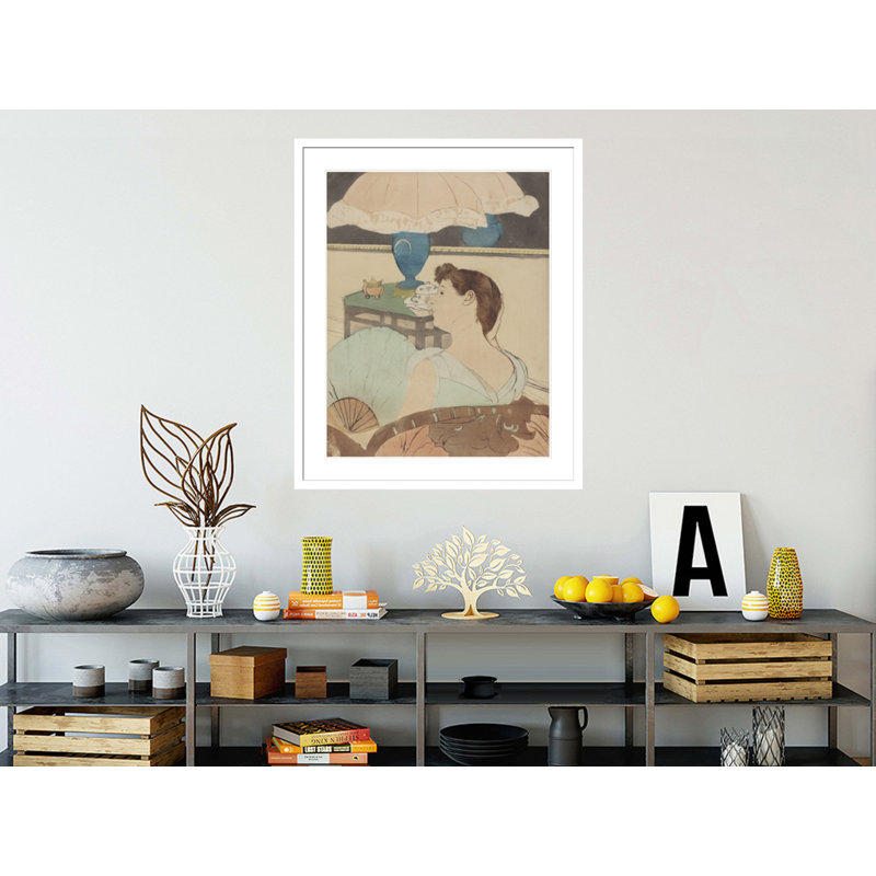 «The Lamp» par Mary Cassatt - estampe numérique encadrée, H 40,83 po x l 33,5 po
