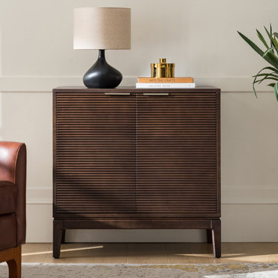 Soline Felix 32"Tall Mid-century Modern 2 Fluted Solid Wood Door with Adjustable Shelves Accent Cabinet by Lark Manor