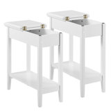 Jonica Narrow End Table with Hidden Storage – Nightstand Set of 2, Wood Corner & Bedside Tables