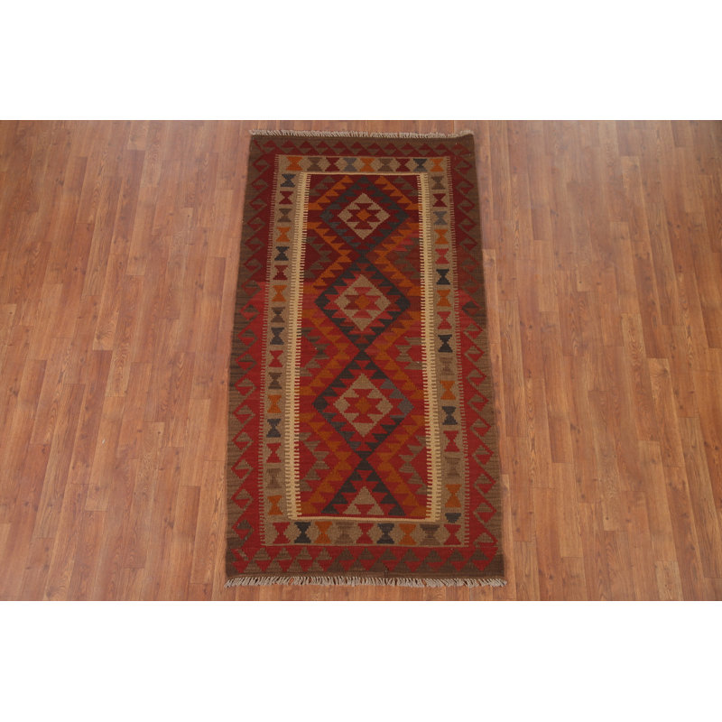 Reversible Wool Kilim Oriental Runner Rug 3x7