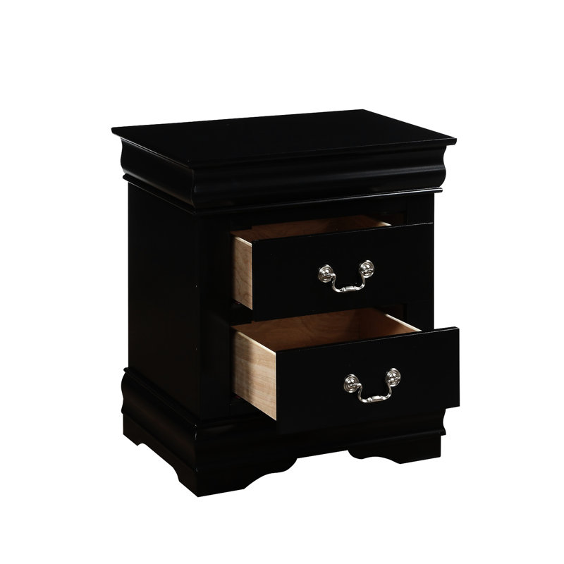 2 tables de chevet noires pour une magnifique chambre à coucher en bois massif avec 2 tiroirs spacieux