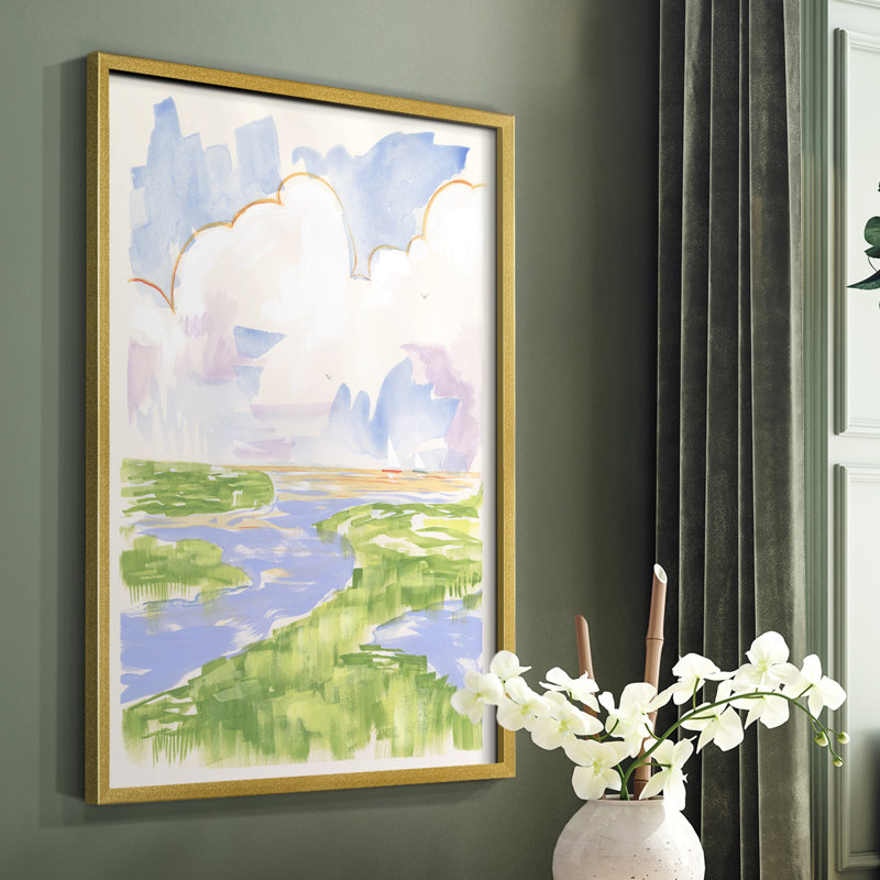 «Low Country River Vista II», reproduction encadrée - bois massif, H 20 po x l 16 po