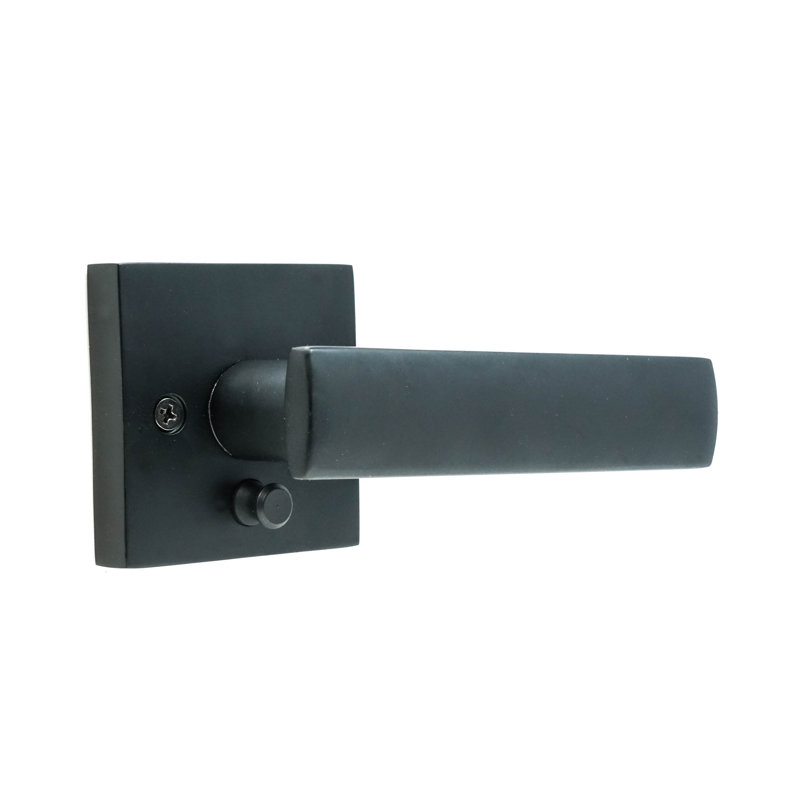Levier de porte d'intimité avec rosette carrée Utica Lever, Noir mat