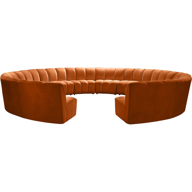 Canapé modulaire en velours Infinity, 12 pièces, Velours cognac